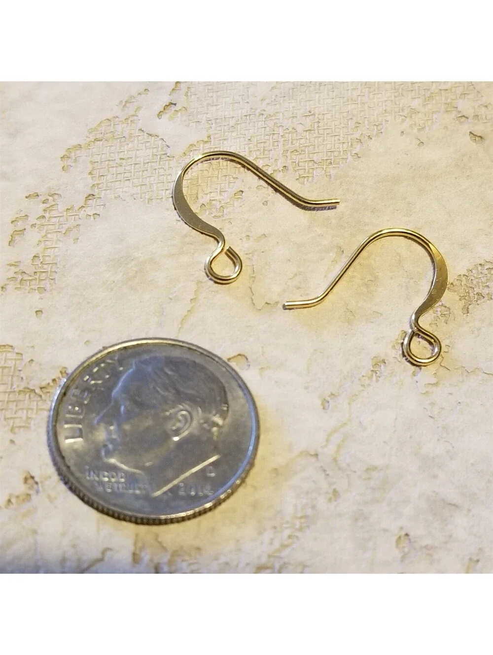 Gold 14K Plated Minimalist Flat Fishhook Earwires Earring Hooks Findings 2 pcs